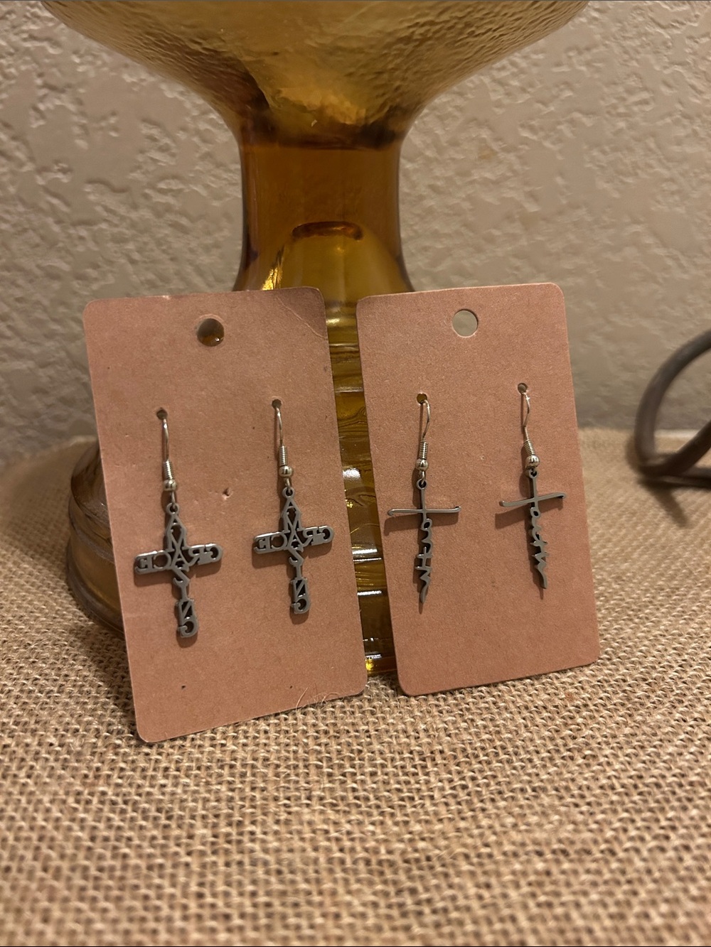 Silver Cross Dangle Earrings - Pair of Two Styles